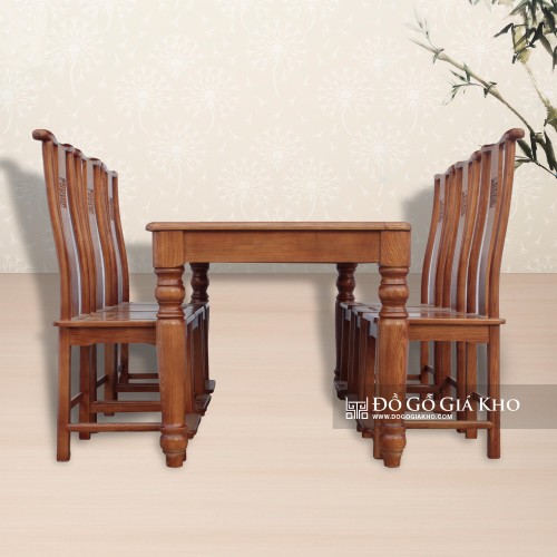 Bàn Ăn Gỗ Sồi Phun Màu Xoan Đào