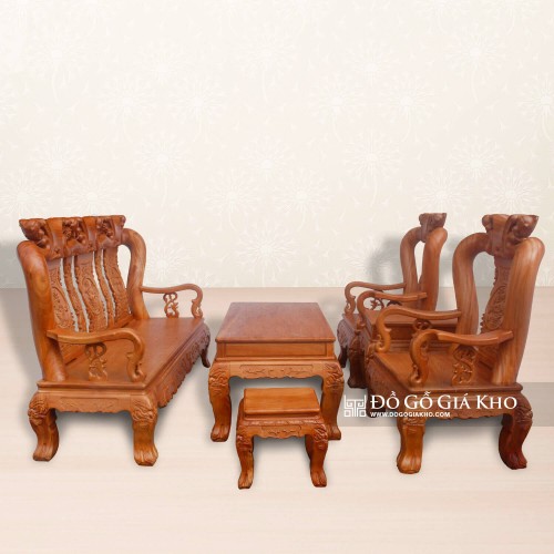 Bàn Ghế Gõ Đỏ Chạm Đào