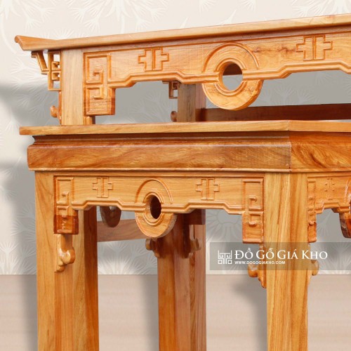 Bàn Thờ Gỗ Gõ Chạm Tròn