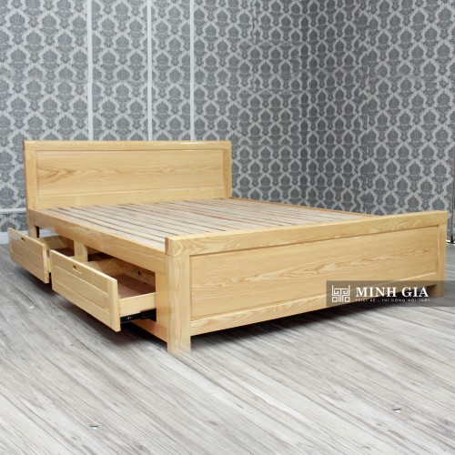 Giường ngủ gỗ sồi ngăn kéo