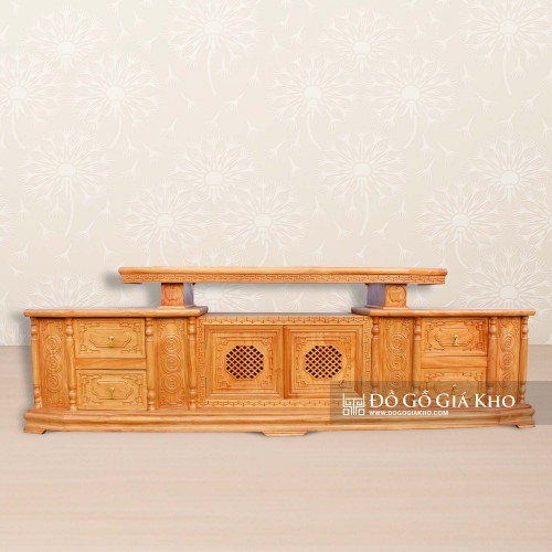 Kệ Tivi Gỗ Gõ Kiểu Vát