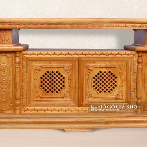 Kệ Tivi Gỗ Gõ Kiểu Vát