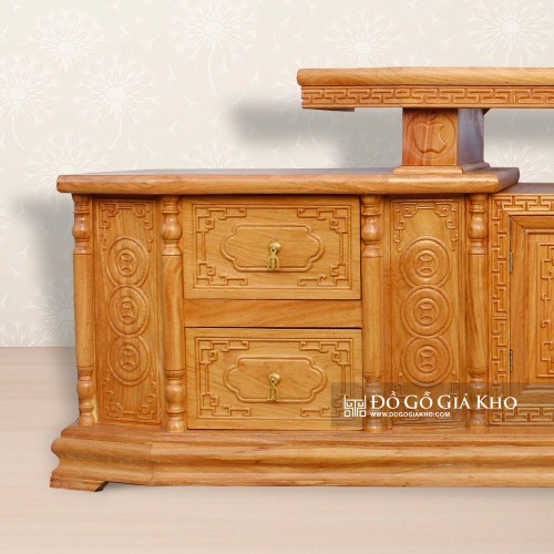 Kệ Tivi Gỗ Gõ Kiểu Vát