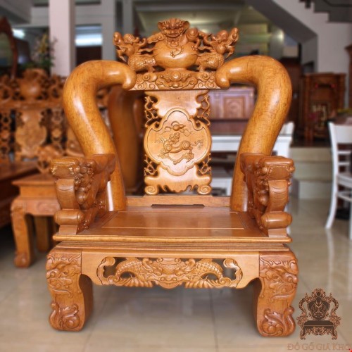 Salon gỗ Gõ Đỏ tay 16 chạm Nghê