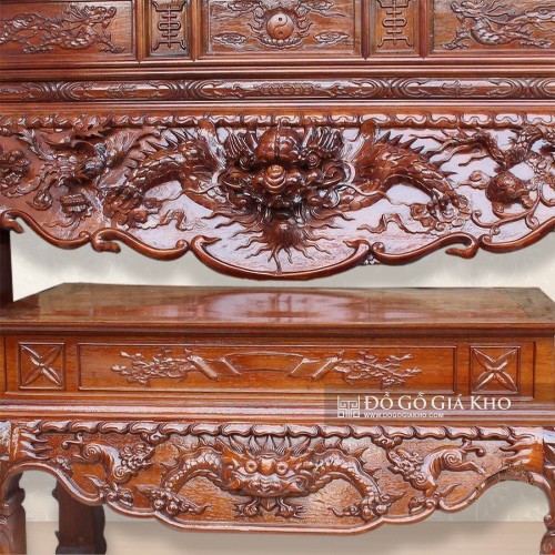 Sập Thờ Gỗ Gụ Chạm Tứ Linh