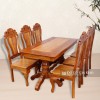 Bàn Ăn Gỗ Căm Xe Mặt Gõ Đỏ Bánh Tây 6 Ghế