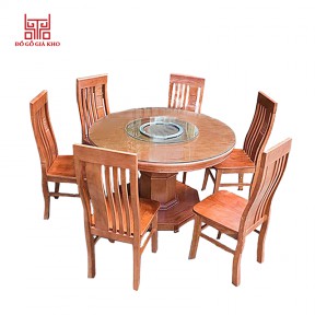 Bàn ăn tròn gỗ sồi màu