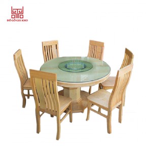 bàn ăn tròn gỗ sồi tự nhiên