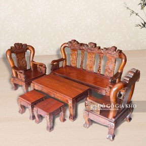 Bàn Ghế Gỗ Tràm Tay 12 Chạm Nghê