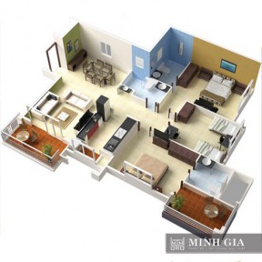 THIẾT KẾ CHUNG CƯ 2PN TK2PN640 Giá liên hệ Mã hàng: TK2PN640