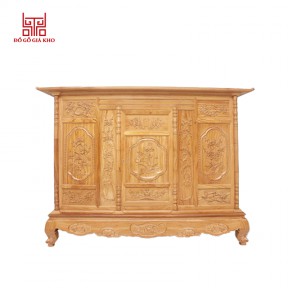 Tủ thờ gỗ gõ đỏ chạm cây cánh thẳng