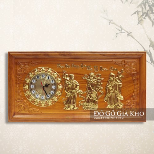 Tranh Đồng Hồ Gỗ Gõ Phúc Lộc Thọ