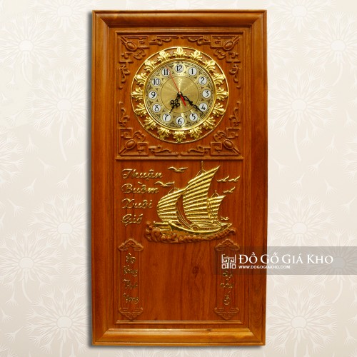 Tranh Đồng Hồ Gỗ Gõ Kèm Đốc Lịch Thuận Buồm Xuôi Gió