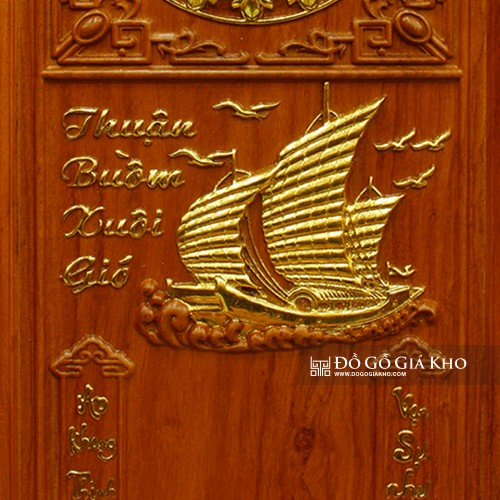 Tranh Đồng Hồ Gỗ Gõ Kèm Đốc Lịch Thuận Buồm Xuôi Gió