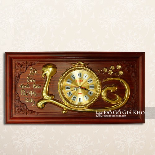 Tranh Đồng Hồ Gỗ Hương Chữ Lộc Ngang