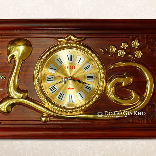 Tranh Đồng Hồ Gỗ Hương Chữ Lộc Ngang