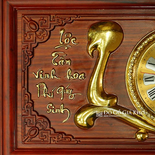 Tranh Đồng Hồ Gỗ Hương Chữ Lộc Ngang