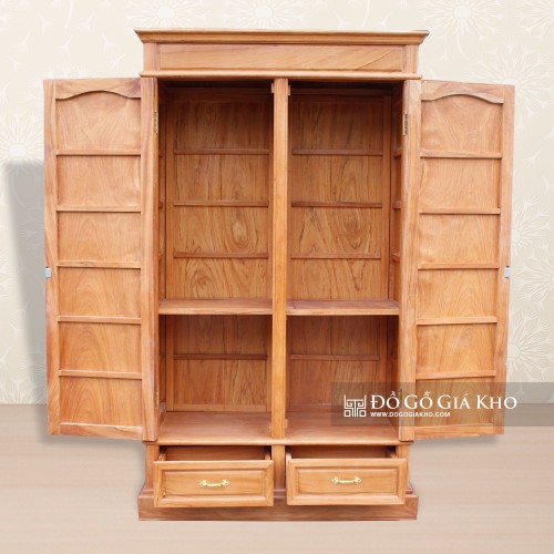 Tủ Áo Gỗ Gõ kiểu trơn 2 Cánh