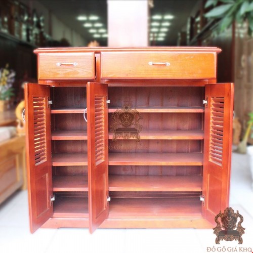 Tủ Giày Gỗ Thông Ghép 3 Cánh