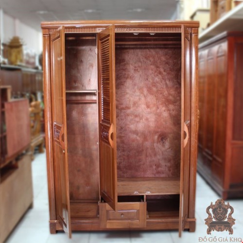Tủ Quần Áo Gỗ Xoan Đào 3 Cánh
