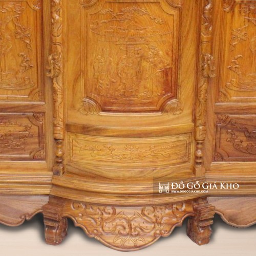 Tủ Thờ Gỗ Gõ Đỏ 6 Chân Chạm Tam Đa