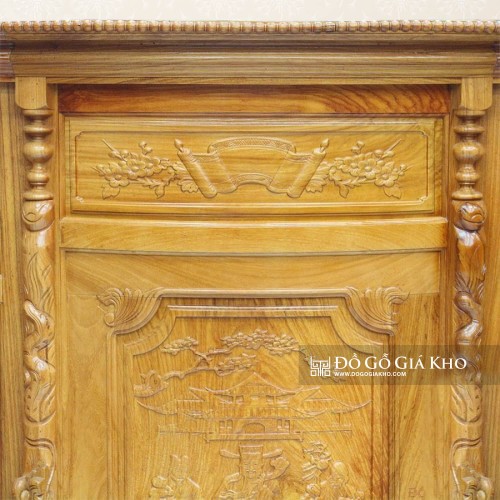 Tủ Thờ Gỗ Gõ Đỏ 6 Chân Chạm Tam Đa